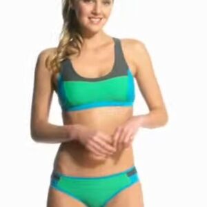 Prana Isma Bikini Sports Bra Top Small rare Green Blue Grey W1ISMA116 Beach